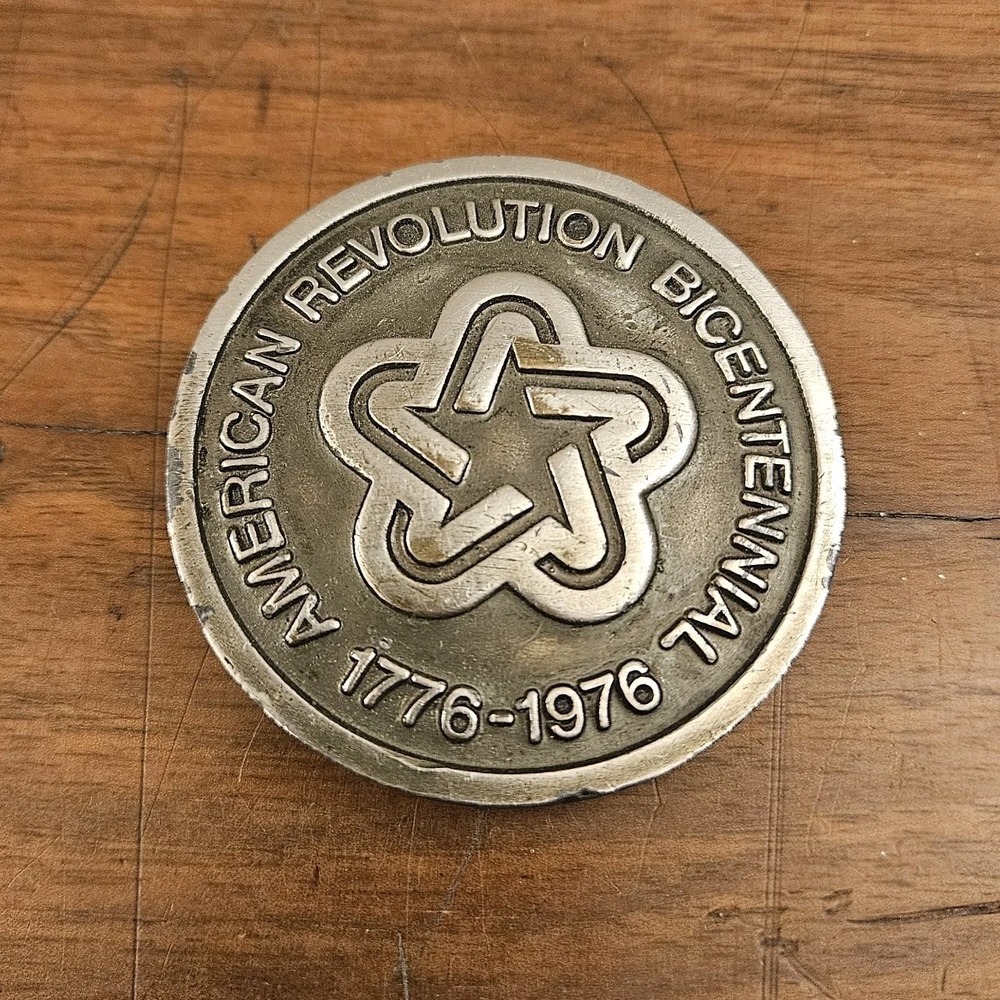 Vintage American Revolution Bicentennial 1776-1976 Belt Buckle Spec Cast Silver‎